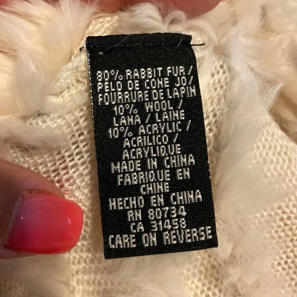 NEW* BCBG MAXAZRIA Rabbit Fur Knit Bolero Shrug Ivory Color Size S - Picture 4 of 5